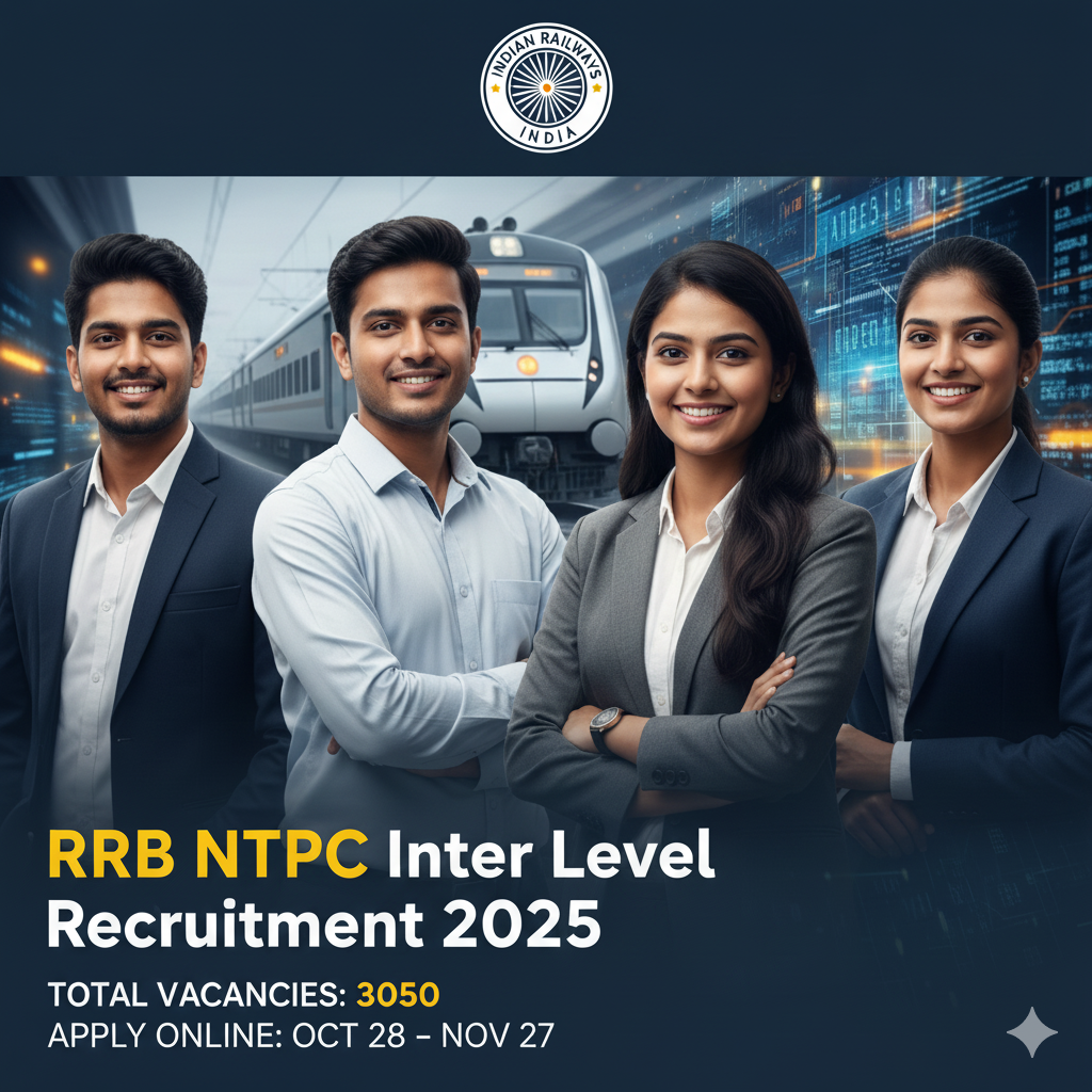 RRB NTPC Inter Level Recruitment 2025 (3050 Posts)